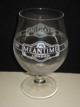 beer glass from the Meantime brewery in England with the inscription 'Meantime London, In A Glass Of Its Own'