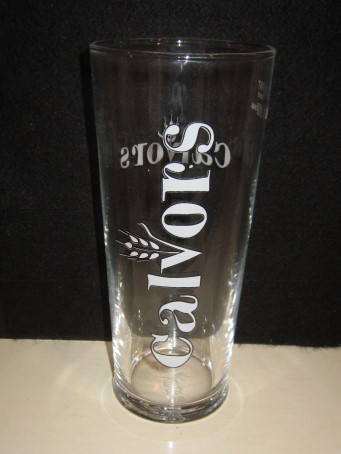 beer glass from the Calvors  brewery in England with the inscription 'Reverse: Calvors, An Exchange With Steve Southwood'