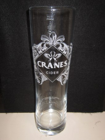 beer glass from the Cranes brewery in England with the inscription 'Cranes Cider'