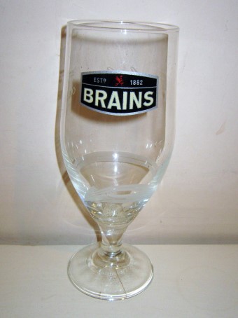 beer glass from the SA Brain brewery in Wales with the inscription 'Estd 1882 Brains'