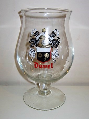 beer glass from the Duvel Moortgat brewery in Belgium with the inscription 'Duvel'