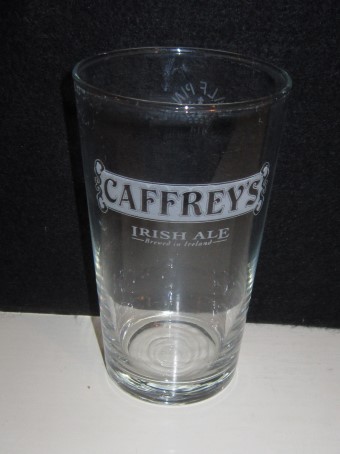 beer glass from the Caffrey's brewery in Northern Ireland with the inscription 'Caffrey's Irish Ale, Brewed In Ireland'