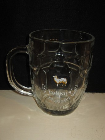 beer glass from the Young's brewery in England with the inscription 'Young's Real Draught Beer'