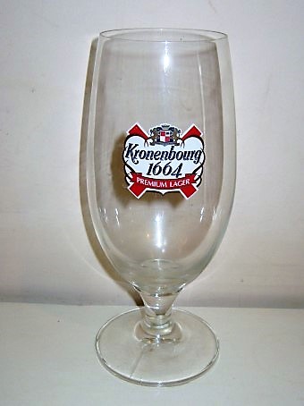 beer glass from the Kronenbourg brewery in France with the inscription 'Kronenbourg 1664 Premium Lager'