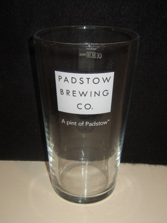 beer glass from the Padstow brewery in England with the inscription 'Padstow Brewing Co,  A Pint Of Padstow'