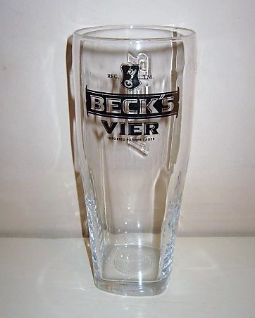 beer glass from the Beck & Co. brewery in Germany with the inscription 'Beck's Vier Imported Pilsner Lager'