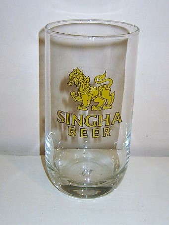 beer glass from the Singha brewery in Thailand with the inscription 'Singha Beer'