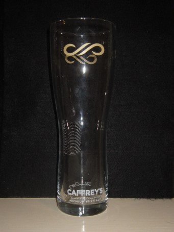 beer glass from the Caffrey's brewery in Northern Ireland with the inscription 'Caffrey's Refesingly Smoot Premium Irish Ale'