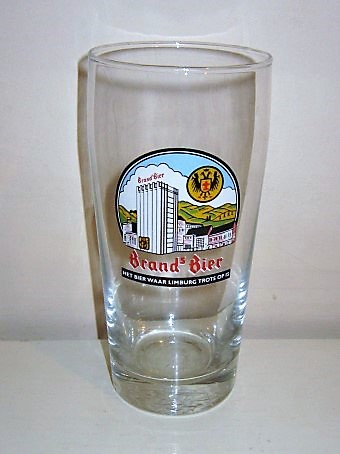 beer glass from the Brand brewery in Netherlands with the inscription 'Brand's Bier Het Bier Waar Limburg Trots Op Is'