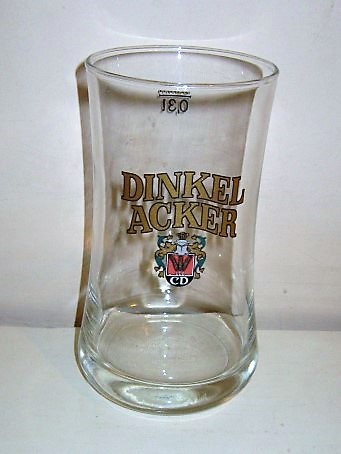 beer glass from the Dinkelacker-Schwabenbraeu brewery in Germany with the inscription 'Dinkel Acker'