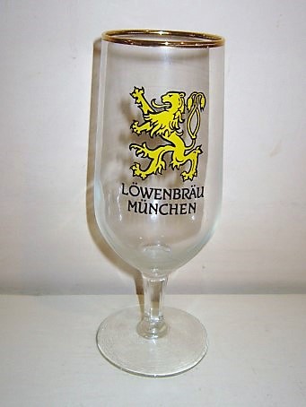beer glass from the Lowenbrau brewery in Germany with the inscription 'Lowenbrau Munchen'