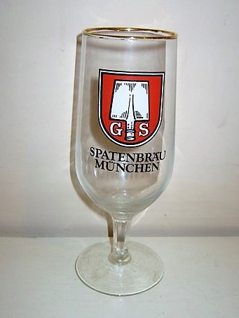 beer glass from the Spaten brewery in Germany with the inscription 'Spatenbrau Munchen'