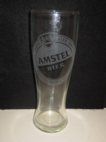 beer glass from the Amstel brewery in Netherlands with the inscription '1870 Amstel Beer Larger Bier Amstel Brouwerij B.V Amsterdam Holland'