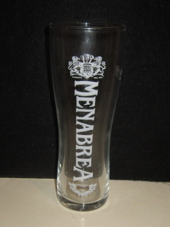 beer glass from the Menabrea brewery in Italy with the inscription 'Menabrea Premiata Fabbrica Di Birra Italia Fondata Nel 1846'