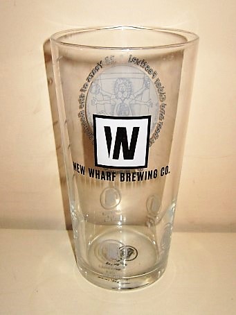 beer glass from the New Wharf Brewing Co brewery in England with the inscription 'New Wharf Brewing Co'