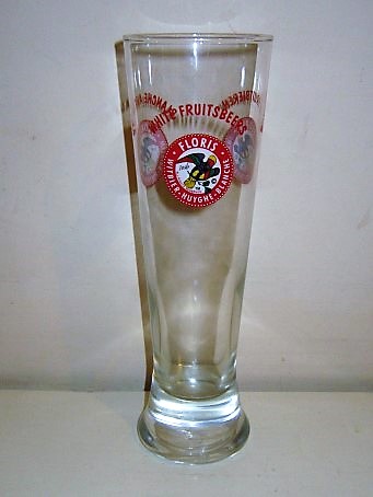 beer glass from the Huyghe brewery in Belgium with the inscription 'White Fruitsbeers Floris Witbier Huyghe Blanche'