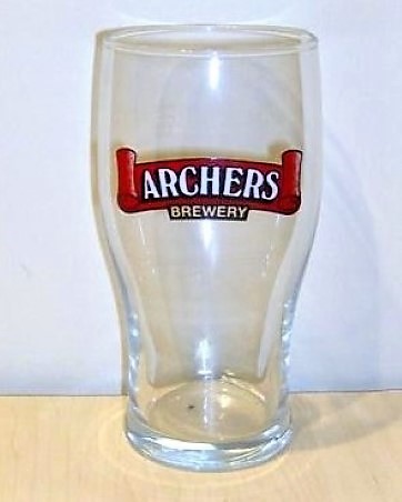 beer glass from the Archers brewery in England with the inscription 'Archers Brewery'