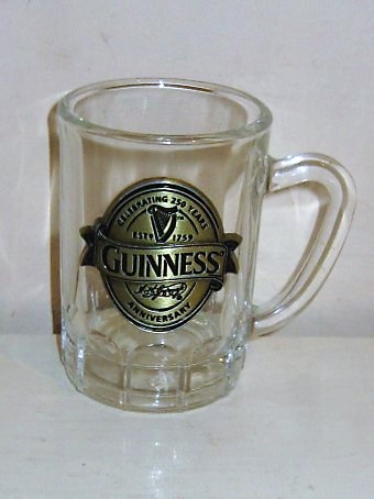 beer glass from the Guinness  brewery in Ireland with the inscription 'Guinness 250 Years Anniversary'