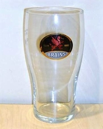 beer glass from the SA Brain brewery in Wales with the inscription 'Estd 1882 Brains'