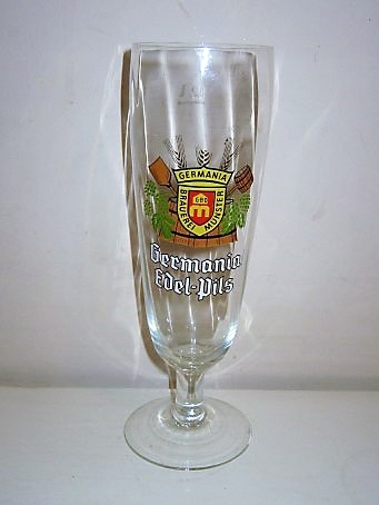 beer glass from the Frankenthaler Brauhaus brewery in Germany with the inscription 'Germania Edel Pils Germania Brauerei Munster'