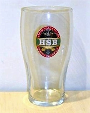 beer glass from the George Gale brewery in England with the inscription 'George Gale & Co Ltd HSB Premium Bitter Quality English Ale'