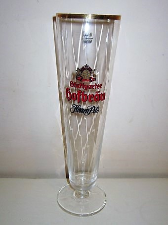 beer glass from the Stuttgarter Hofbru brewery in Germany with the inscription 'Gtuttgarter Hofbrau Herren Pils'
