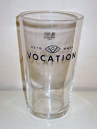 beer glass from the Vocation brewery in England with the inscription 'Vocation Estd MMXV'