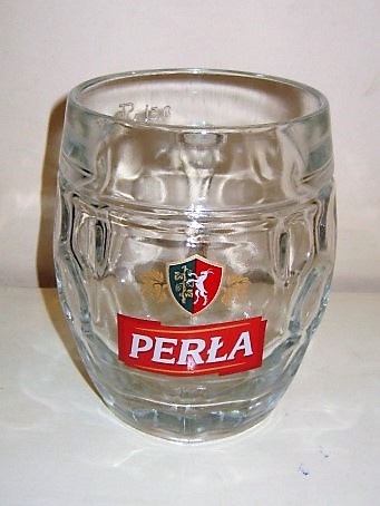 beer glass from the Lubelskie brewery in Poland with the inscription 'Perla'