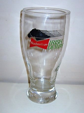 beer glass from the Anheuser Busch brewery in U.S.A. with the inscription 'Budweiser Irish Derby'