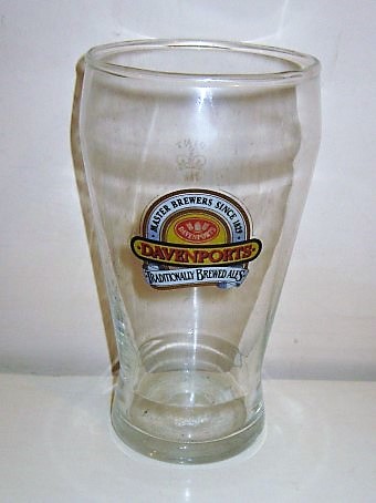 beer glass from the Davenports brewery in England with the inscription 'Davenports Master Brewers Since 1829 Traditionally Brewed Ales'
