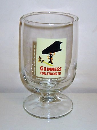 beer glass from the Guinness  brewery in Ireland with the inscription 'Guinness For Strength, Guinness Original-Original Guinness. Guinness Brewing Worldwide 1996'