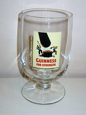 beer glass from the Guinness  brewery in Ireland with the inscription 'Guinness For Strength, Guinness Original-Original Guinness. Guinness Brewing Worldwide 1997'