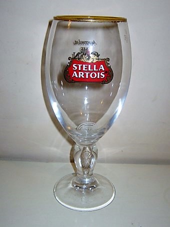 beer glass from the Stella Artois brewery in Belgium with the inscription 'Stella Artois'