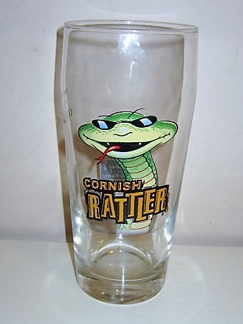 beer glass from the Healey's brewery in England with the inscription 'Cornish Rattler'