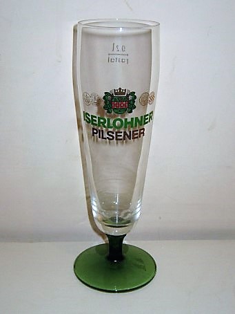 beer glass from the Iserlohner  brewery in Germany with the inscription 'Iserlohner Pilsener'