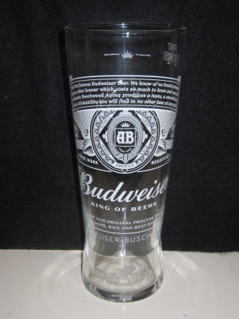 beer glass from the Anheuser Busch brewery in U.S.A. with the inscription 'Budweiser King Of Beers'