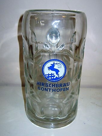 beer glass from the Der HirschBrau brewery in Germany with the inscription 'Hirschbrau Soothofen'
