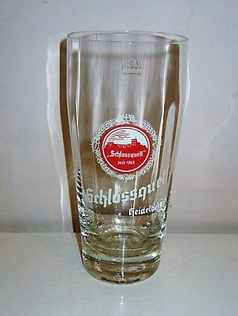 beer glass from the Heidelberg brewery in Germany with the inscription 'Schlossquell Seit 1753 Schlossquell Heidelberg'
