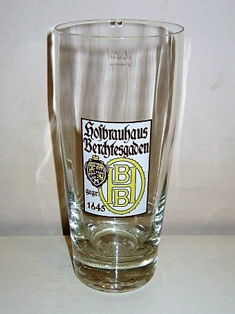 beer glass from the Hofbrauhaus Berchtesgaden brewery in Germany with the inscription 'Hofbrauhaus Berchtesgaden Seit 1645'