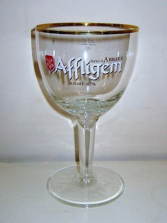 beer glass from the Affligem brewery in Belgium with the inscription 'Affligem Abbye Anno 1074'