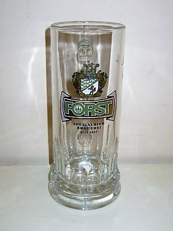 beer glass from the Forst brewery in Italy with the inscription 'Forst Spezialbier Brauerei Seit 1857'