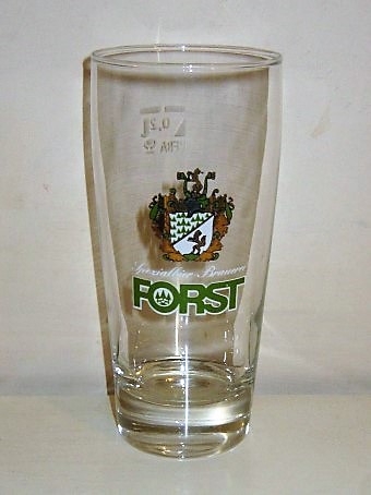 beer glass from the Forst brewery in Italy with the inscription 'Forst Spezialbier Brauerei Seit 1859'