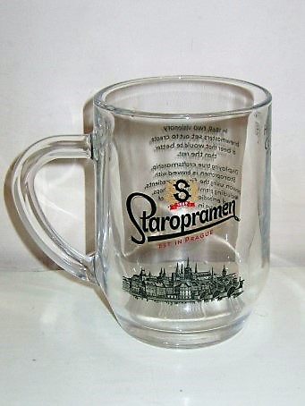 beer glass from the Staropramen brewery in Czech Republic with the inscription 'Staropramen 1869 Est In Prague'