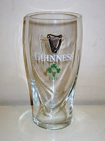 beer glass from the Guinness  brewery in Ireland with the inscription 'Guinness IRFU'