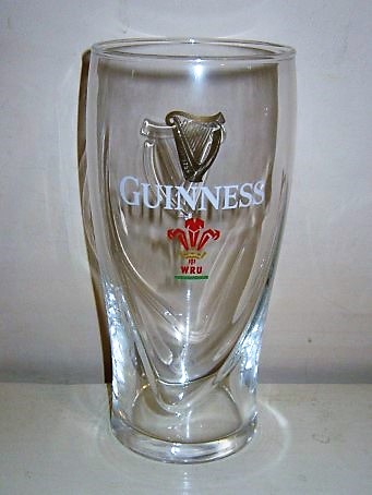 beer glass from the Guinness  brewery in Ireland with the inscription 'Guinness WRU'