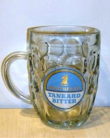 beer glass from the Whitbread  brewery in England with the inscription 'Whitbread Tankard Bitter'