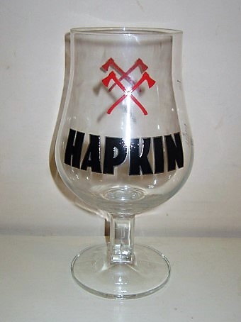 beer glass from the Alken-Maes  brewery in Belgium with the inscription 'Hapkin'