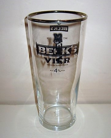 beer glass from the Beck & Co. brewery in Germany with the inscription 'Beck's Vier Imported Pilsner Lager'