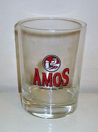 beer glass from the Amos brewery in France with the inscription 'Amos Brasseurs Depus 1868 '