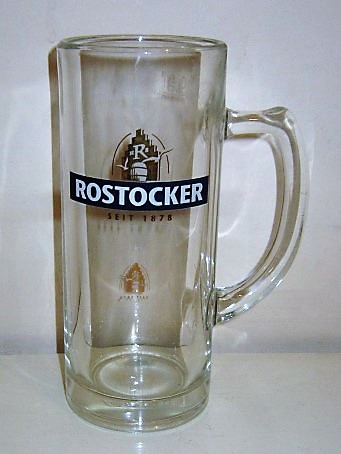 beer glass from the Hanseatische  brewery in Germany with the inscription 'Rostocker Seit 1878'